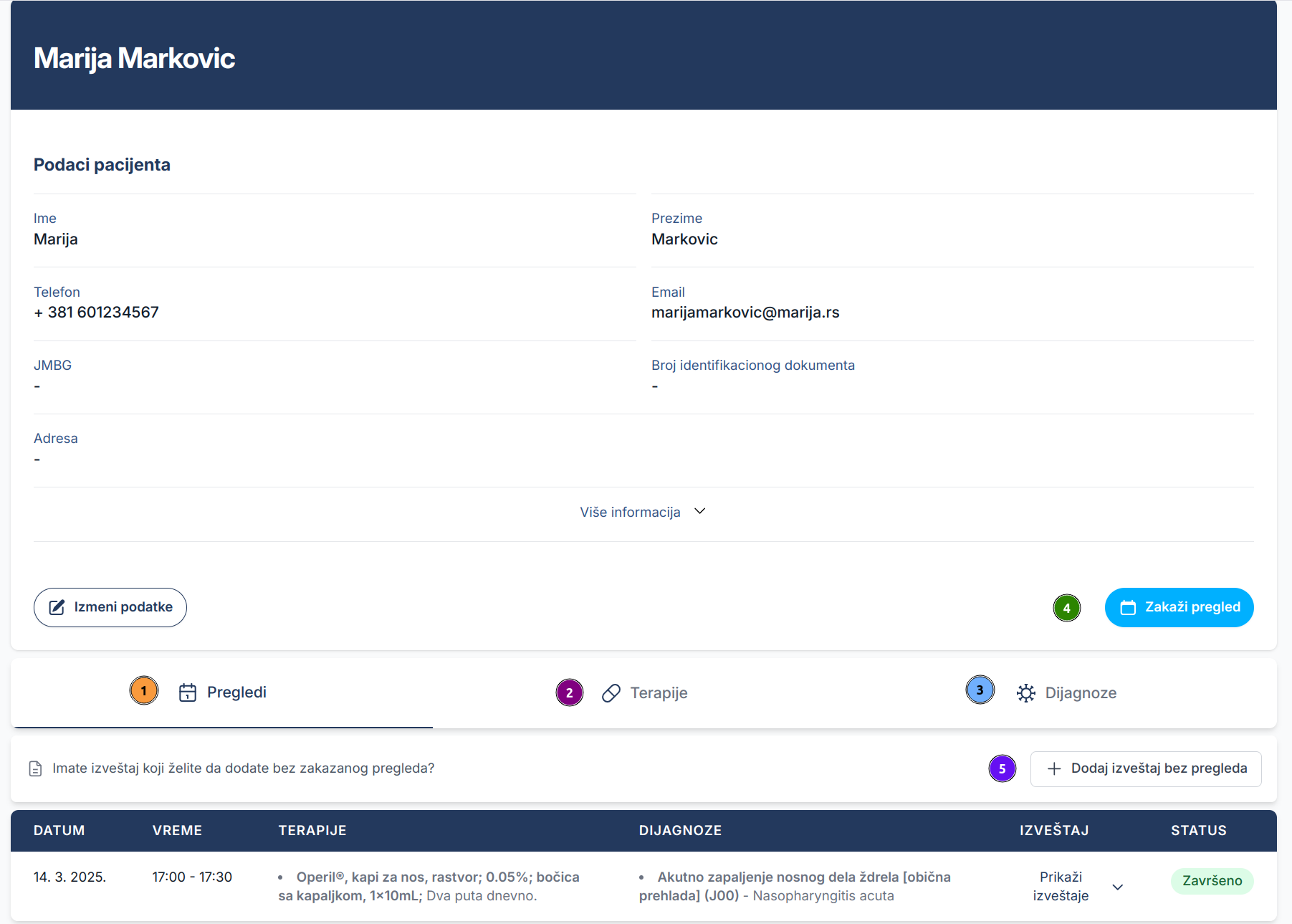 Patient profile no appointments